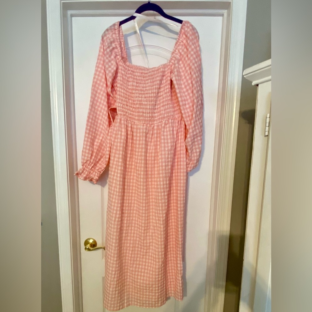 Missguided Smocked Pink Gingham Dress